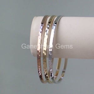 Silver, Brass, Copper Set of 3 Bangles, Tri-Tone Hammered Bangle Set, Stacking Bracelets, Semanario, 3 Day Bangles, Mexican Jewelrye