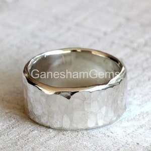 Hammered Silver Band ring, 925 Silver Ring, Wide Band Ring, Thick Hammered Silver Ring, Minimalist Ring, Handmade Ring Band Jewelry