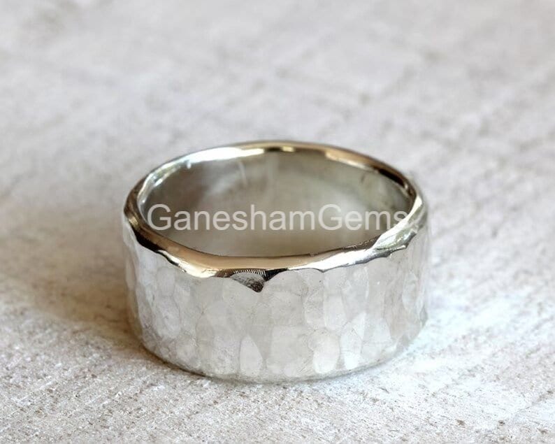 Hammered Silver Ring Etsy Canada