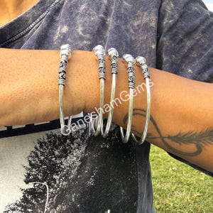 Thick West Indian Bangles, Set Of 5 Bangles, 925 Sterling Silver Bangles, West Indian Silver Bangles, Silver Boho bangles For Women, Jewelry
