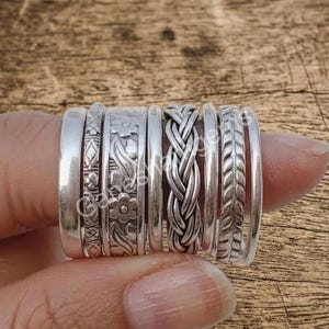 Sterling Silver, Copper, Brass Stackable Ring Set, Boho Vintage Style Bands