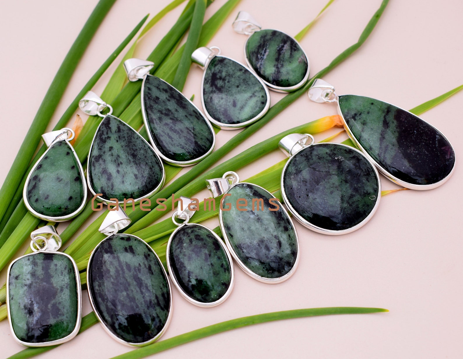 Gemstone Pendants Wholesale Natural Ruby Zoisite Gemstone 925 Etsy