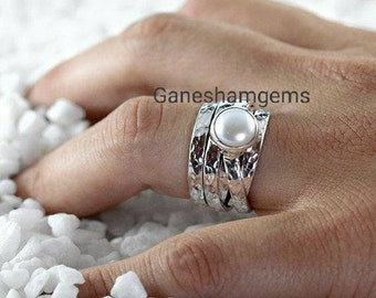 White Pearl Gemstone Ring* Handmade Ring* 925 Silver Ring* Gift Ring* Women&#39;s Ring* Gift For Her* Sterling Silver Ring* Gemstone Ring