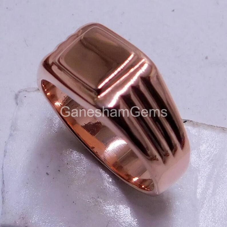 Solid Copper rings for men ,Woman band ring ,Plain mens Jewelry Signet Copper Ring, Mens Pure Copper square ring
