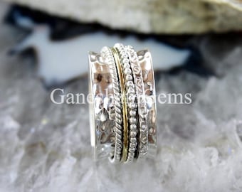 Handmade 925 Sterling Silver Spinner Ring, Meditation Ring, Anxiety Ring, Worry Ring, Gift, Silver Spinner Ring, For Her, Spinning Ring