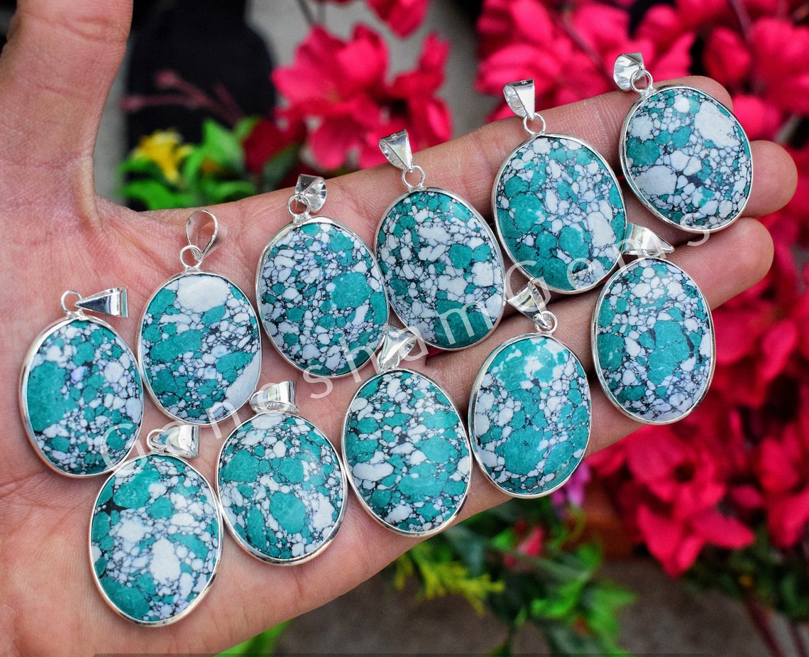 LabCreated Turquoise Pendants Wholesale 925 Silver Plated