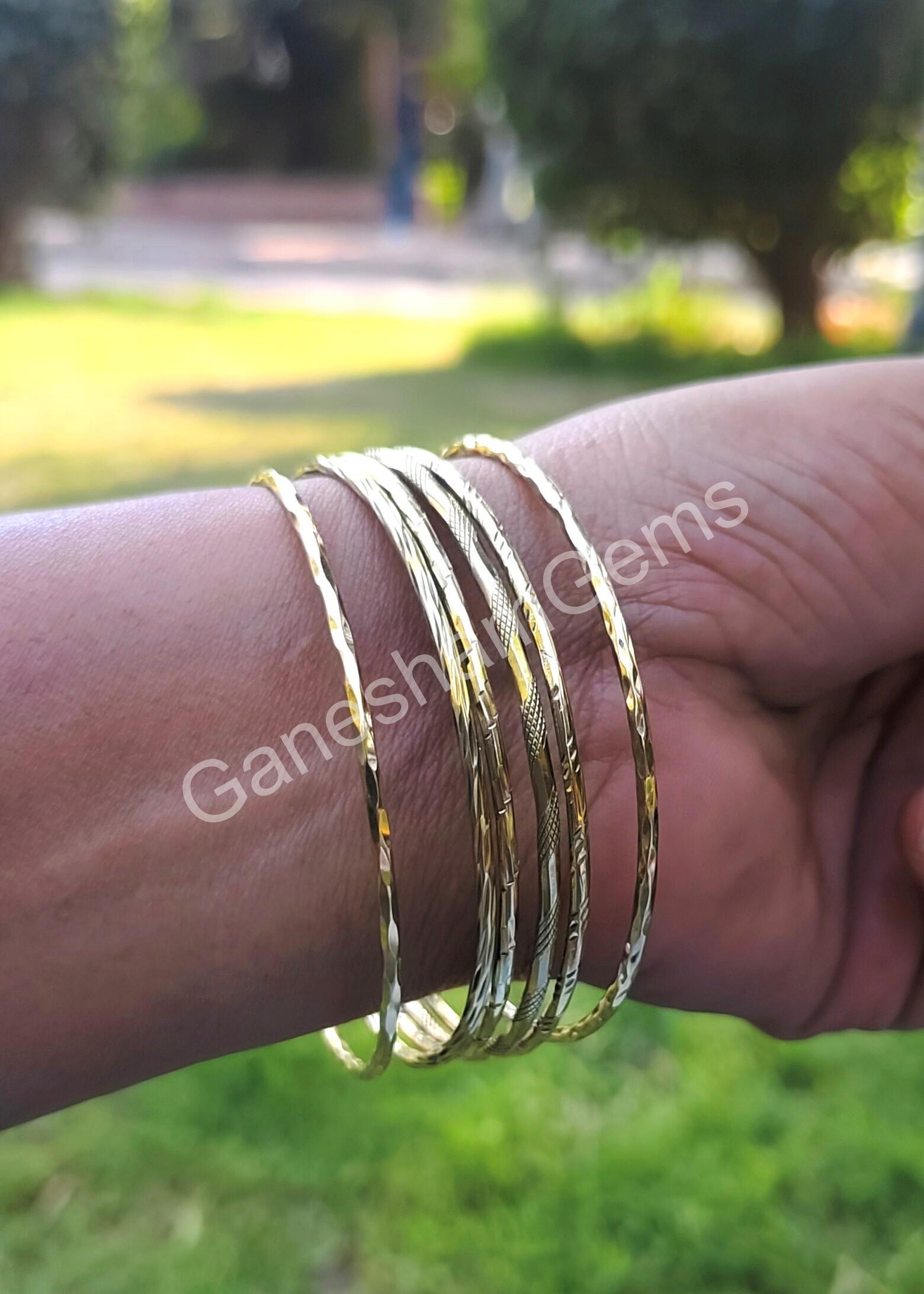 Solid Bangles Set of 6 Bangles, Solid Brass Bangle, 14k Gold Plated Brass Bangle ...