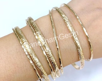14k Gold Plated bangles, Designer bangles, Set of 7 bangles, Brass bangles Bracelet, Bridesmaid gift, Handmde bangles, Women bangles
