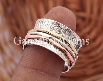 Gift For Her Thin Copper Brass Band Spinner Ring Meditation Ring, Worry Ring, Fidget Ring, Spinning Ring, Yoga Ring, Fidget Spinner