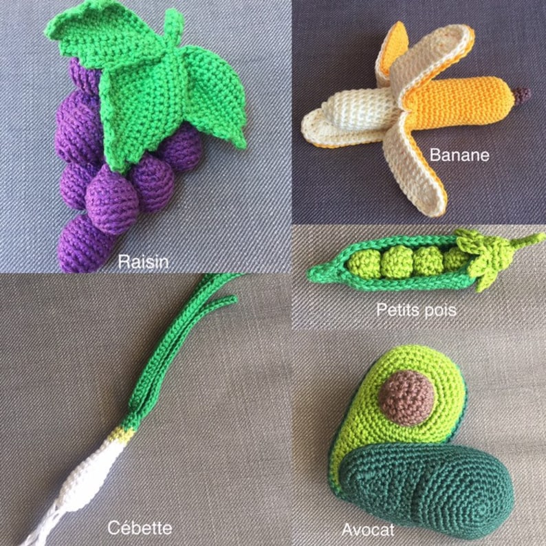 10 Fruits et légumes en crochet à choisir dans la sélection voir description image 8