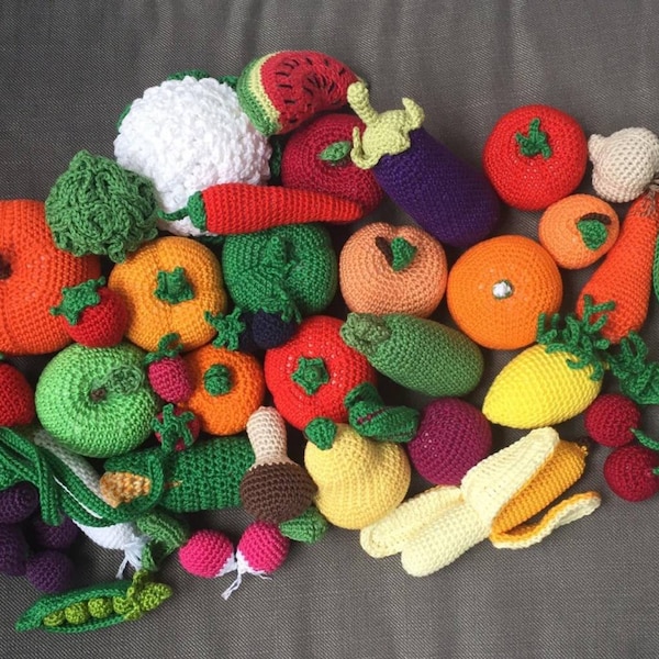 10 Fruits et légumes en crochet à choisir dans la sélection (voir description)