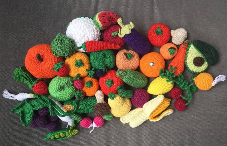 10 Fruits et légumes en crochet à choisir dans la sélection voir description image 1