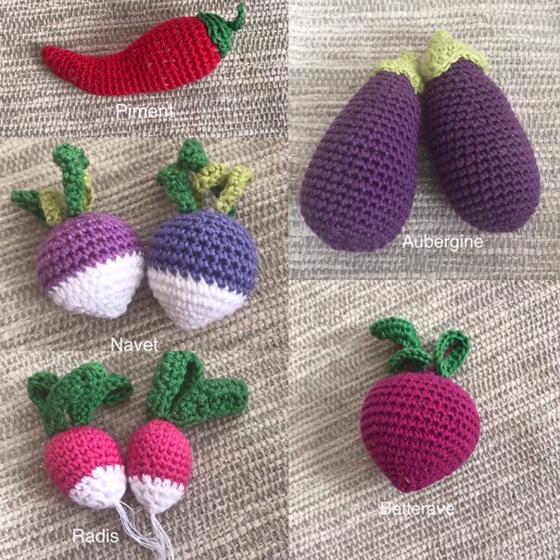 10 Fruits et légumes en crochet à choisir dans la sélection voir description image 3