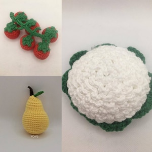 10 Fruits et légumes en crochet à choisir dans la sélection voir description image 2