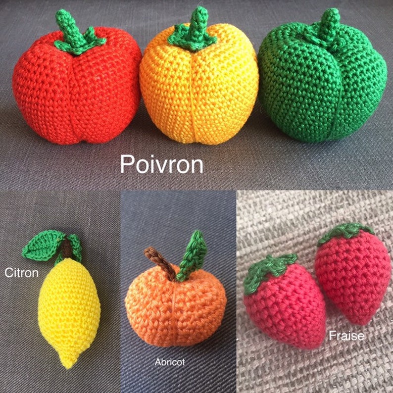 10 Fruits et légumes en crochet à choisir dans la sélection voir description image 7