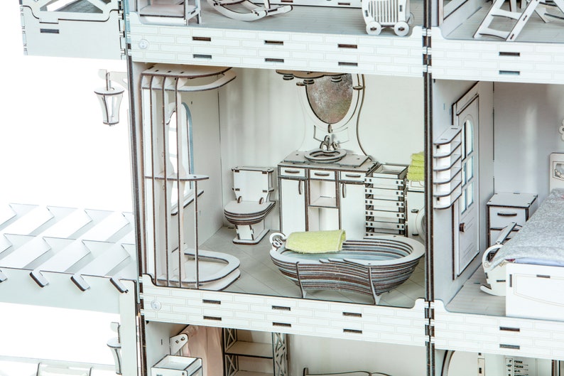 Barbie dollhouse Scale 16 Eco friendly Wooden doll house Etsy