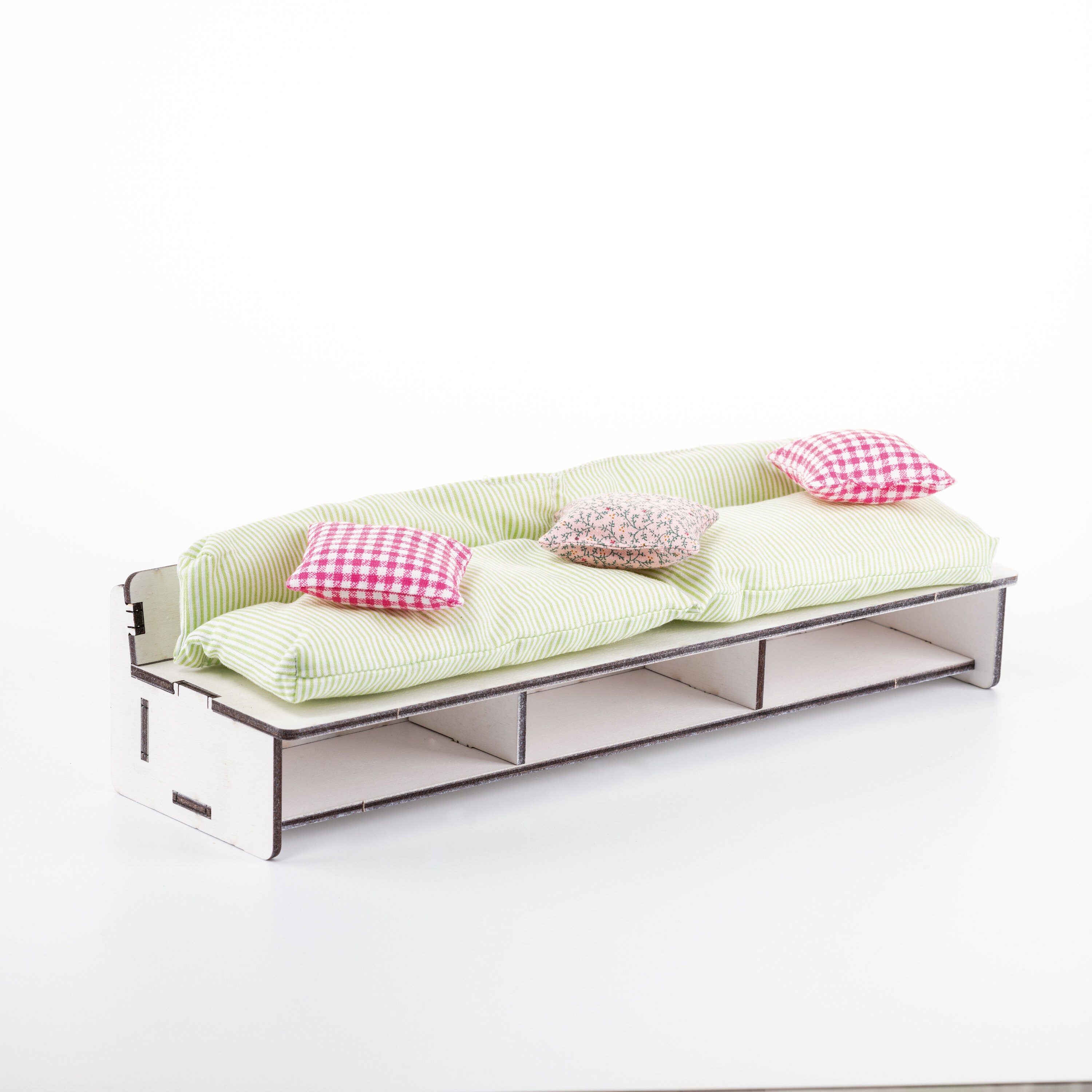 Miniature couch Scale 16 Dollhouse living room sofa Wooden Etsy