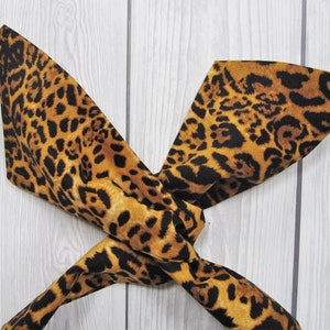 Leopard Print Wire Headband Cotton Hair Wrap Knot Necktie Rockabilly Retro Ladies Accessory