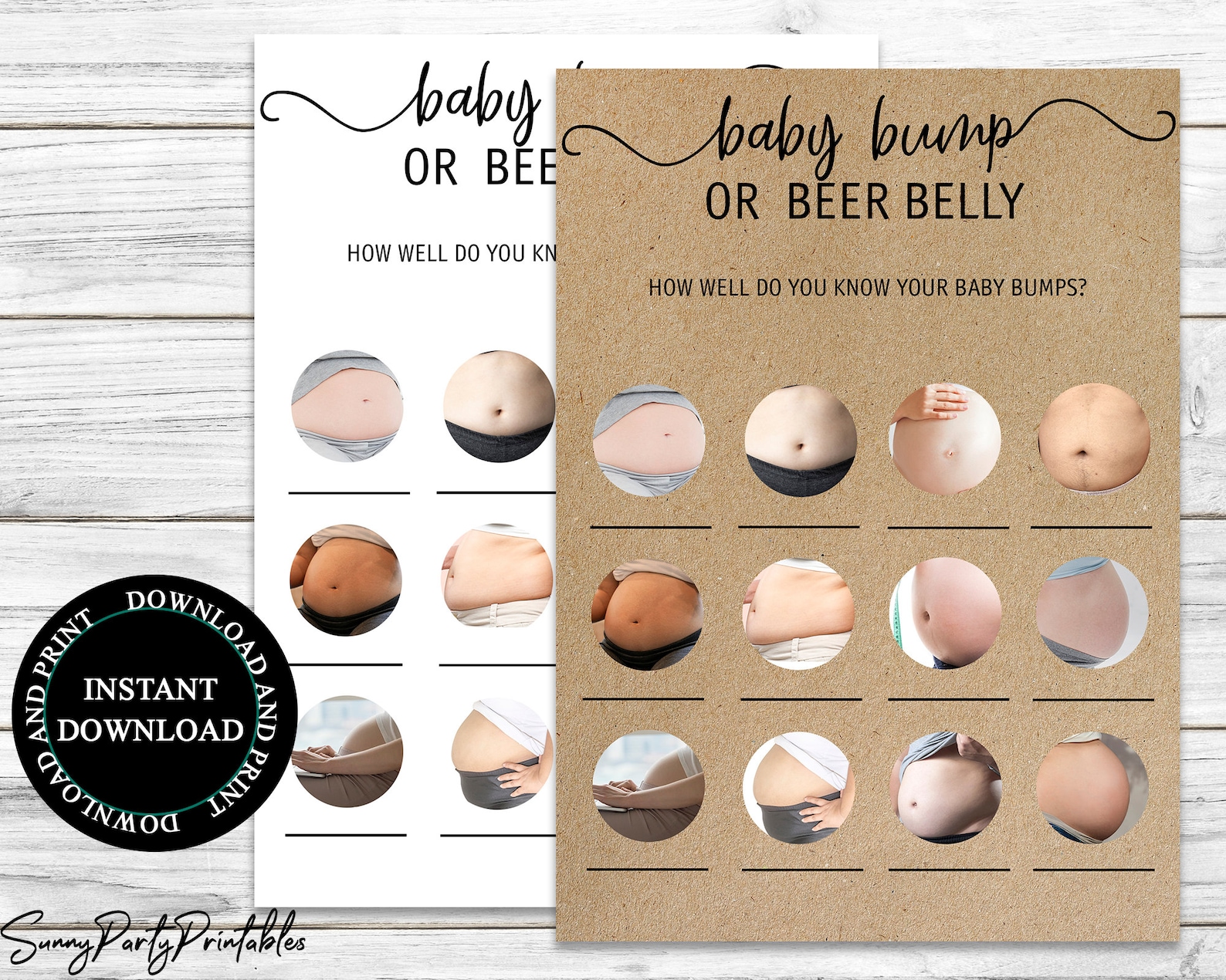 Pregnant Belly Or Beer Belly Game Printable Rustic Baby 画 像 1.
