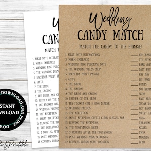 Sweet Love Candy Match Bridal Shower Game, How Sweet Love Is, Wedding Candy Match, Rustic Bridal Game, Bachelorete Games, Instant Download