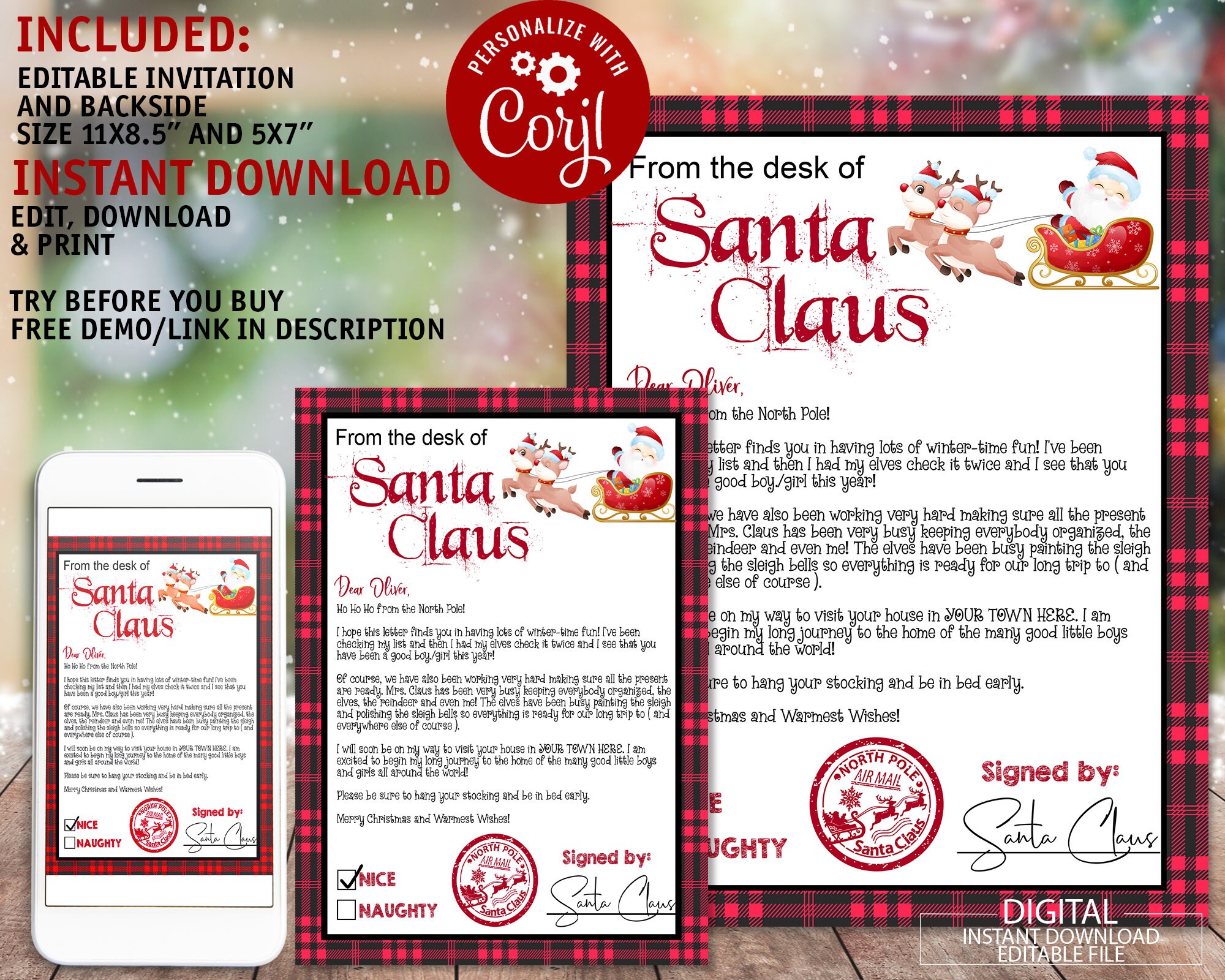 Editable Letter From Santa Digital Personalised Letter From Santa ...