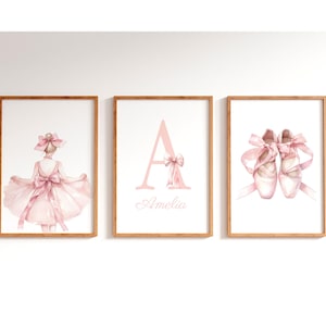 Baby Girl&#39;s Ballet Nursery Prints Ballet Dancer Bedroom Digital Print Ballerina Name Wall Art Personalized Ballerina Print Custom Print Gift