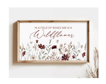 In A Field Of Roses She Is a Wildflower Wall Art Nursery Boho Print Wildflower Nursery Art Floral Nursery Wall Art Nursery Gift Printable