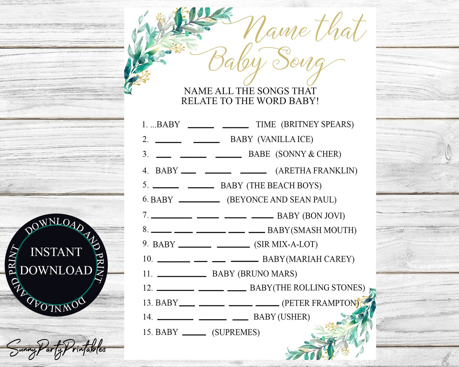 Name That Song Baby Shower Game Printable Name That Baby Tune - Etsy