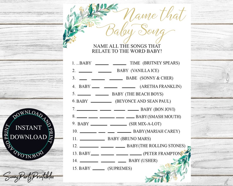 Name That Song Baby Shower Game Printable Name That Baby Tune - Etsy