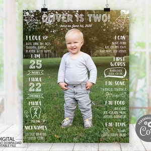 Editable First Birthday Milestone Sign, 1st Photo Birthday Poster, Birthday Photo Milestone Poster, Printable Milestone Sign Gender Neutral