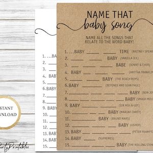 Name That Song Baby Shower Game Printable Name That Baby - Etsy