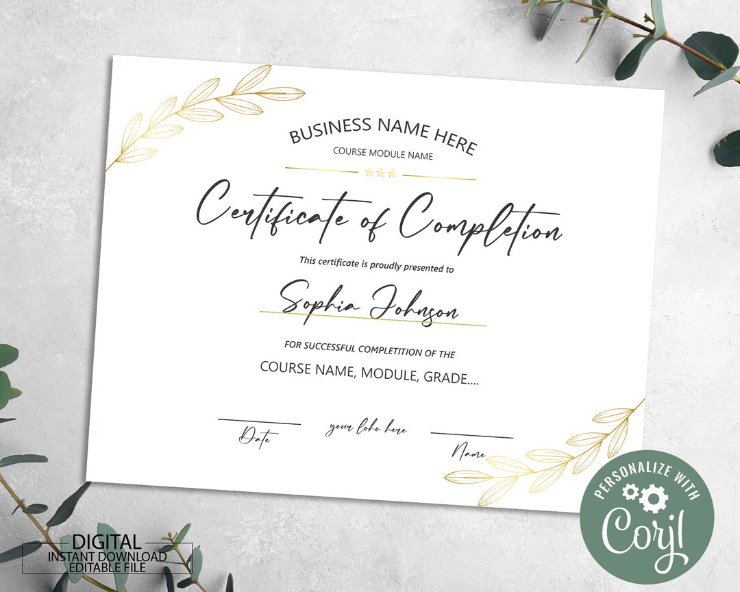Editable Certificate Printable Certificate Template Digital Instant ...
