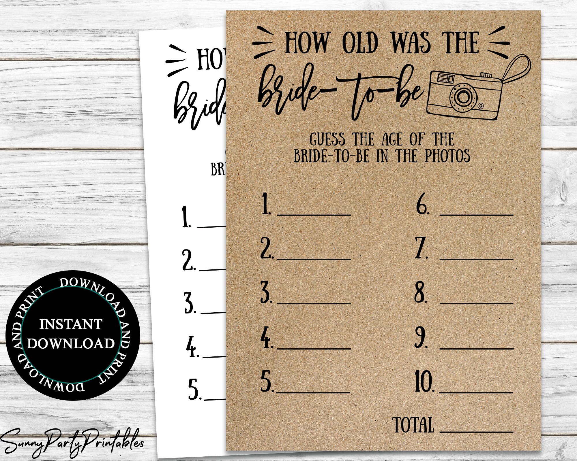 How Old Was the Bride-to-be Game Printable How Old Was the - Etsy
