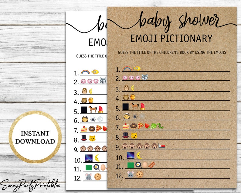 Emoji Pictionary Baby Shower Game Printable Children's - Etsy