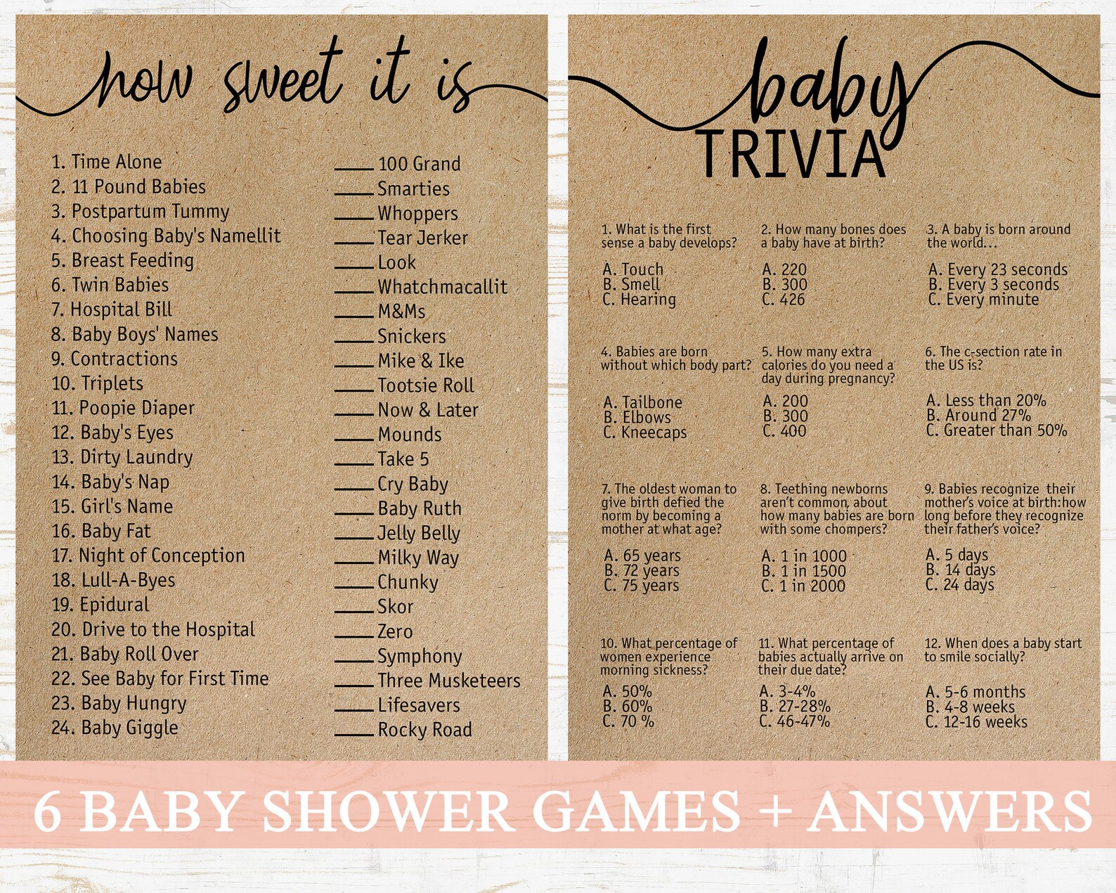 Rustic Baby Shower Games Bundle, Printable Baby Shower Game Package ...