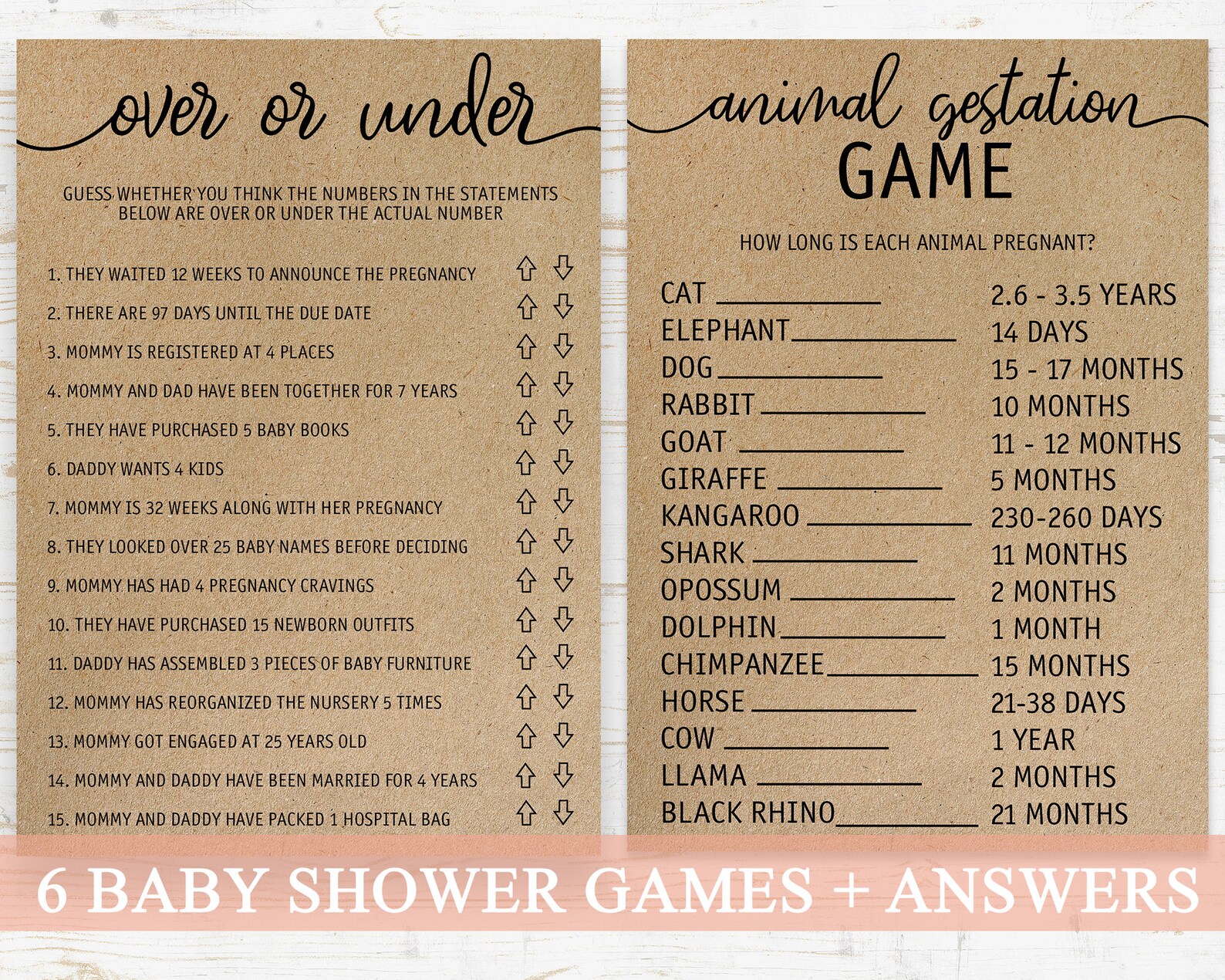 Rustic Baby Shower Games Bundle, Printable Baby Shower Game Package ...