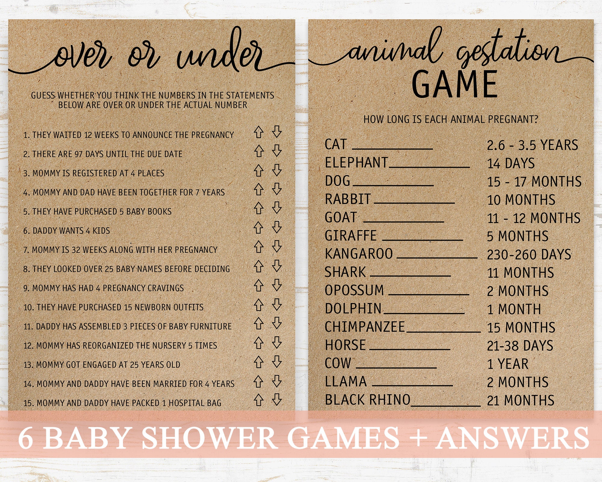 Rustic Baby Shower Games Bundle, Printable Baby Shower Game Package ...
