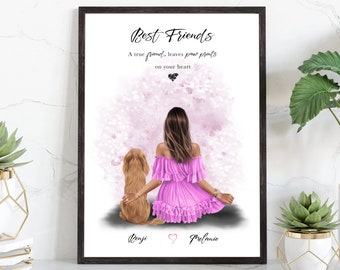 Pet & Owner Print, Pet Print, Personalised Print, Pet Portrait, Lady And Dog Print, Mother's Day Gift, Dog Lover Gift, Gift for Her PET4.1