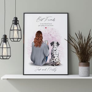 Pet & Owner Print, Pet Print, Personalised Print, Pet Portrait, Lady And Dog Print, Mother's Day Gift, Dog Lover Gift, Gift for Her