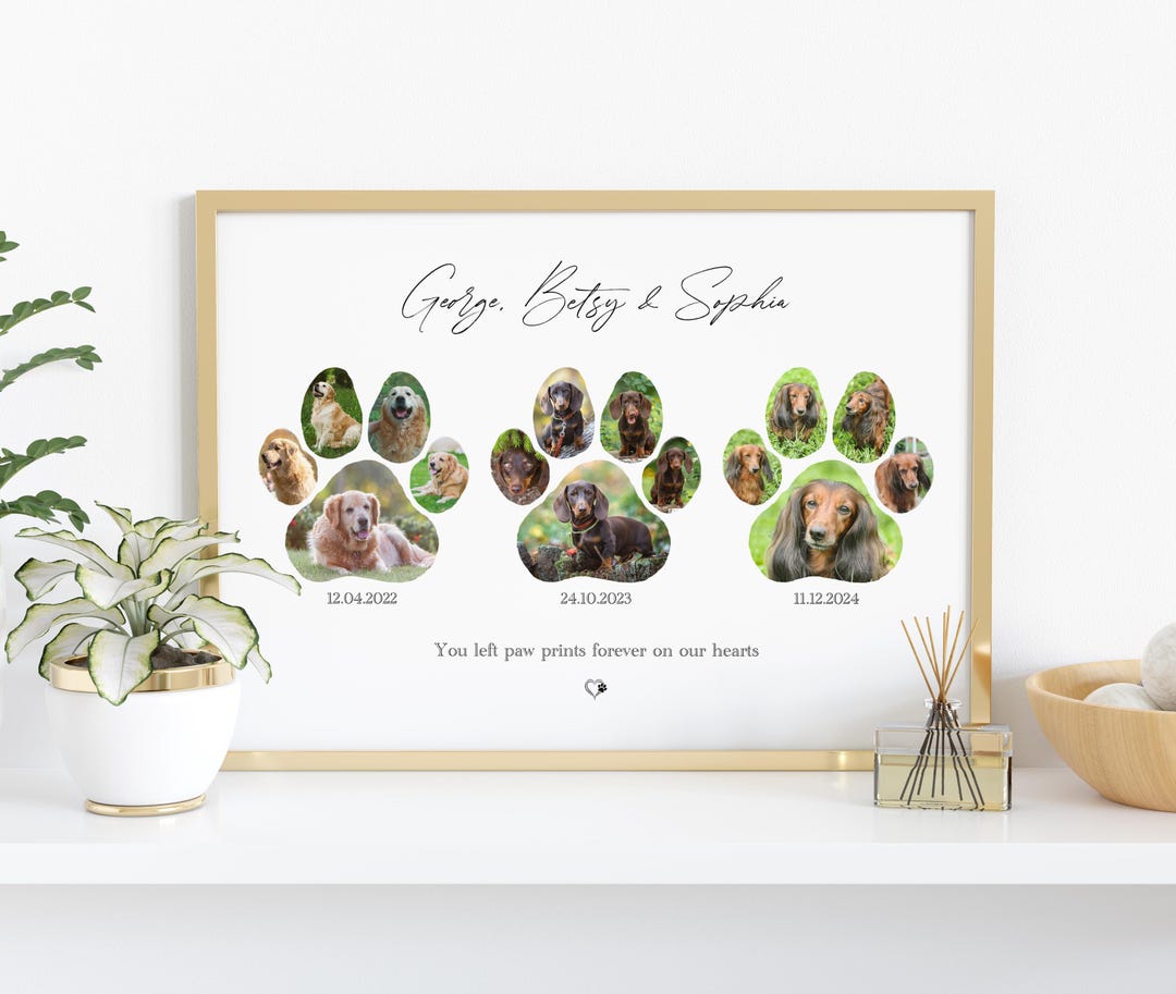 Personalized Paw Print Photo Collage: Pet Memorial Gift - Etsy UK