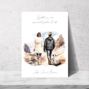 Personalised Couple with Dog Print, Dog Mum and Dad Print, Dog Family Print, Pet Print, Dog Fur Family, Dog Gifts, Pet and Owner picture