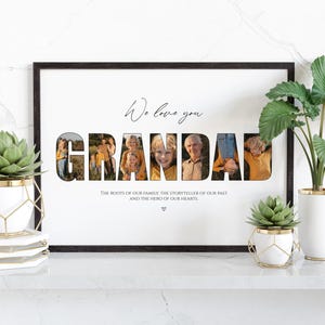 Impresión de collage de fotos personalizada para abuelos / Cartas personalizadas con fotos para abuelos / Nombres de nietos / Regalo para el Día del Padre