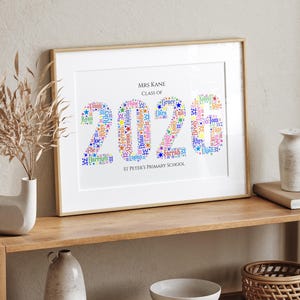 Pôster personalizado para a turma de formandos de 2026, presente artístico personalizado com nome para professor, lembrança de fim de ano da turma, pôster para recordação da escola primária.