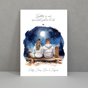 Impression couple et chien, papa et maman, impression de famille de chiens, impression d'animal de compagnie, famille de fourrure de chien, cadeaux pour chien, photo d'animal de compagnie et de propriétaire, cadeau pour amoureux des animaux de compagnie
