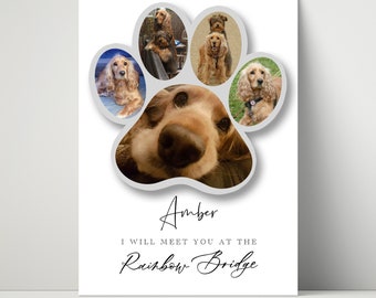 Colagem de fotos personalizada de pata de cachorro: lembrança de memorial de animal de estimação