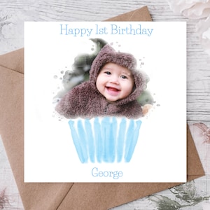 Carte photo personnalisée premier anniversaire, fille petite-fille filleule nièce, bébé fille bébé garçon, souvenir du 1er anniversaire, tout âge