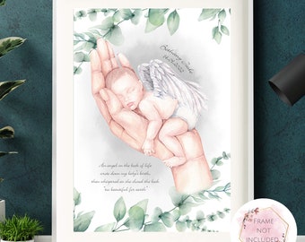Angel Baby Personalised Print, Mothers hand, Miscarriage Memorial, Miscarriage Memories, Baby Angel, Baby Loss, Baby Angel Gifts, Stillborn