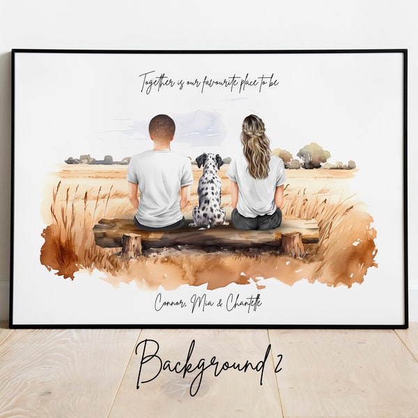 Personalised Couple with Dog Print, Dog Mum and Dad Print, Dog Family Print, Pet Print, Dog Fur Family, Dog Gifts, Pet and Owner picture