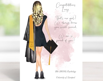 Personalised Graduation Card, Greeting Card, Class of 2024, Grad, University, Congratulations,  Card for Daughter, Granddaughter