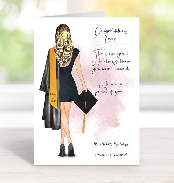 Personalised Hand made Graduation Card 8 inch square Male/ Female